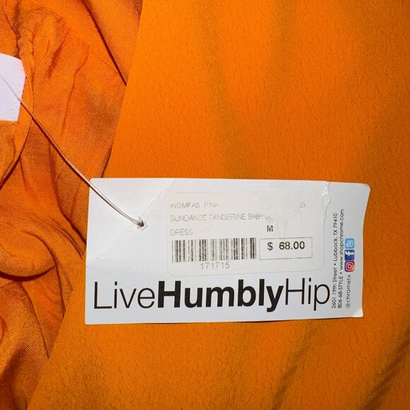 Millennial Pink Tangerine Tiered Puff Sleeve V Neck Dress - Medium - Picture 6 of 9